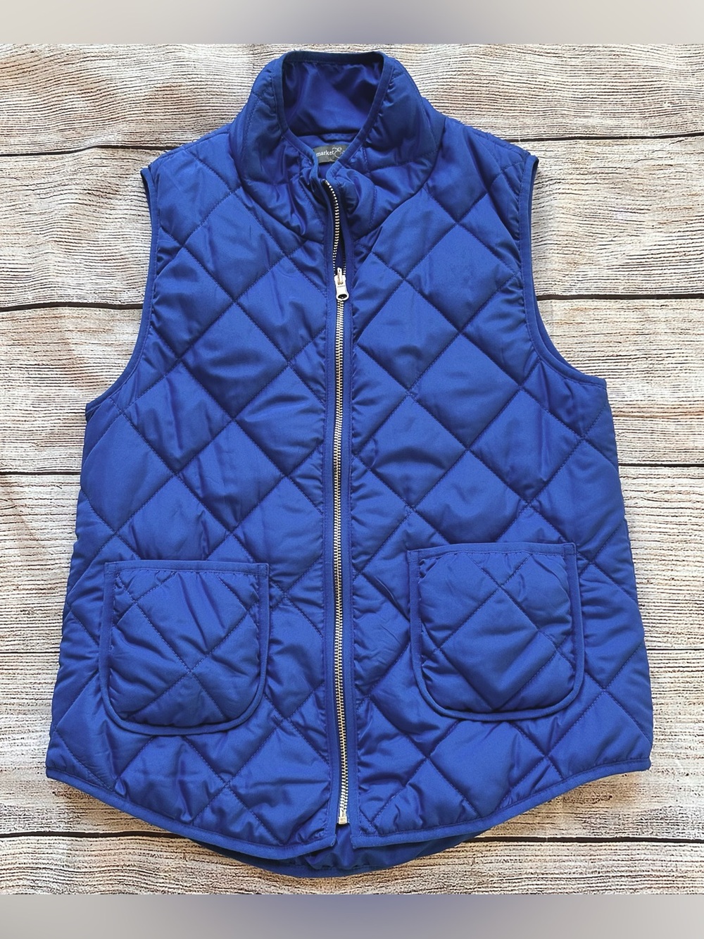 Market & Spruce Royal Blue Quilted Lightweight Vest w. Pockets Ladies Sz M